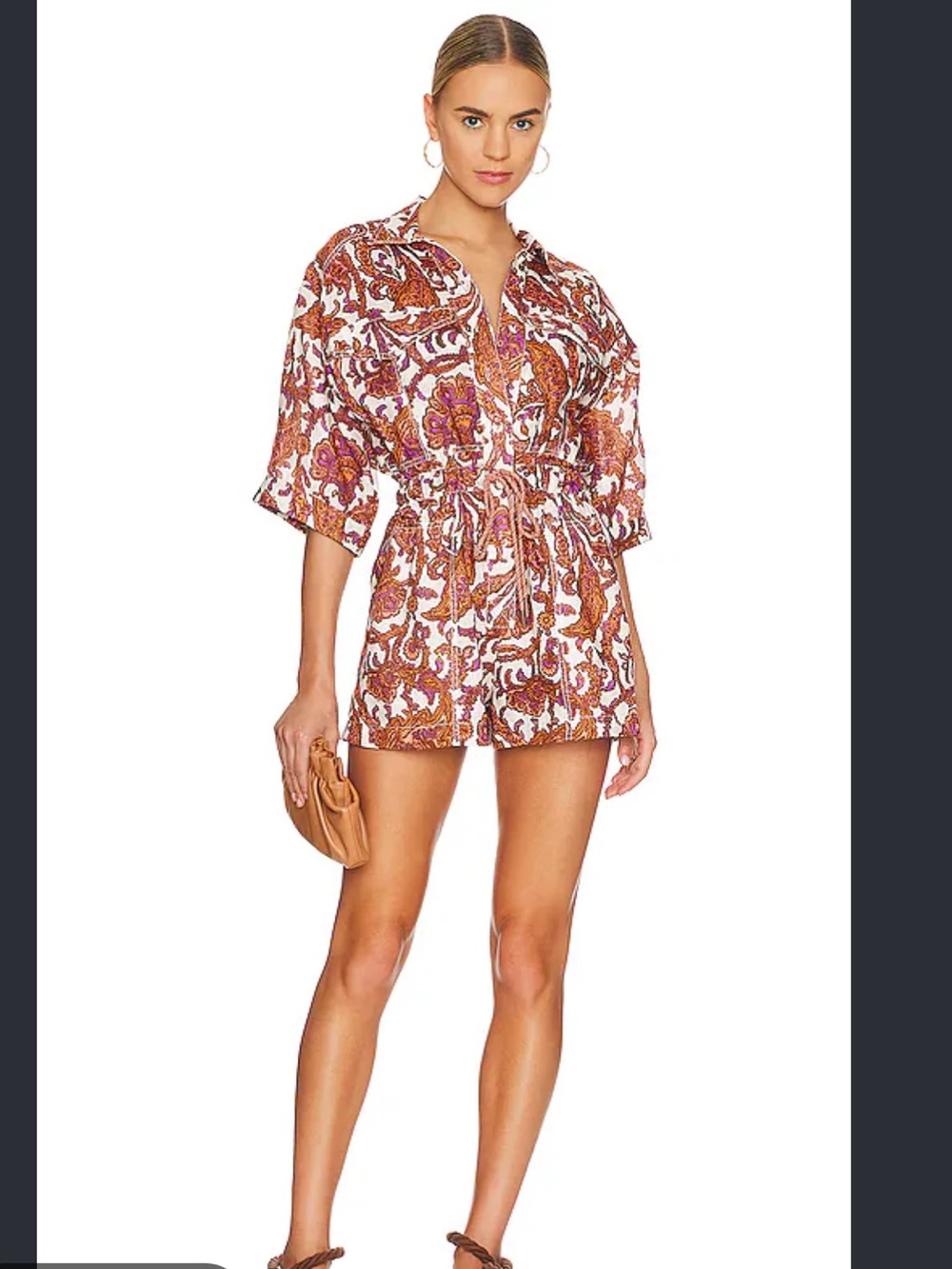 NWT ZIMMERMANN Tiggy Utility Playsuit in Coral Paisley(3)